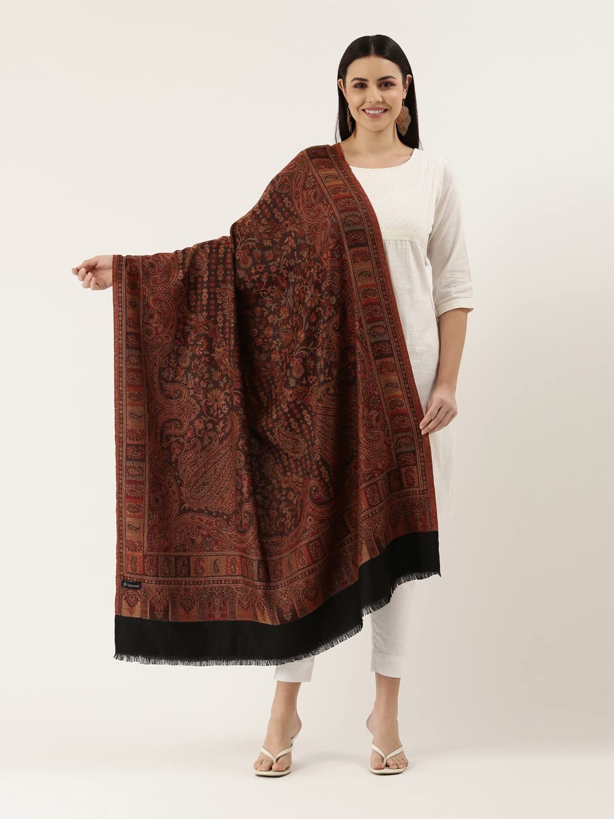 Pashmoda Women Dil-kash Kashmiri Royal Paisley Design Jamawar Shawl (Size: 101 X 203 Cms)