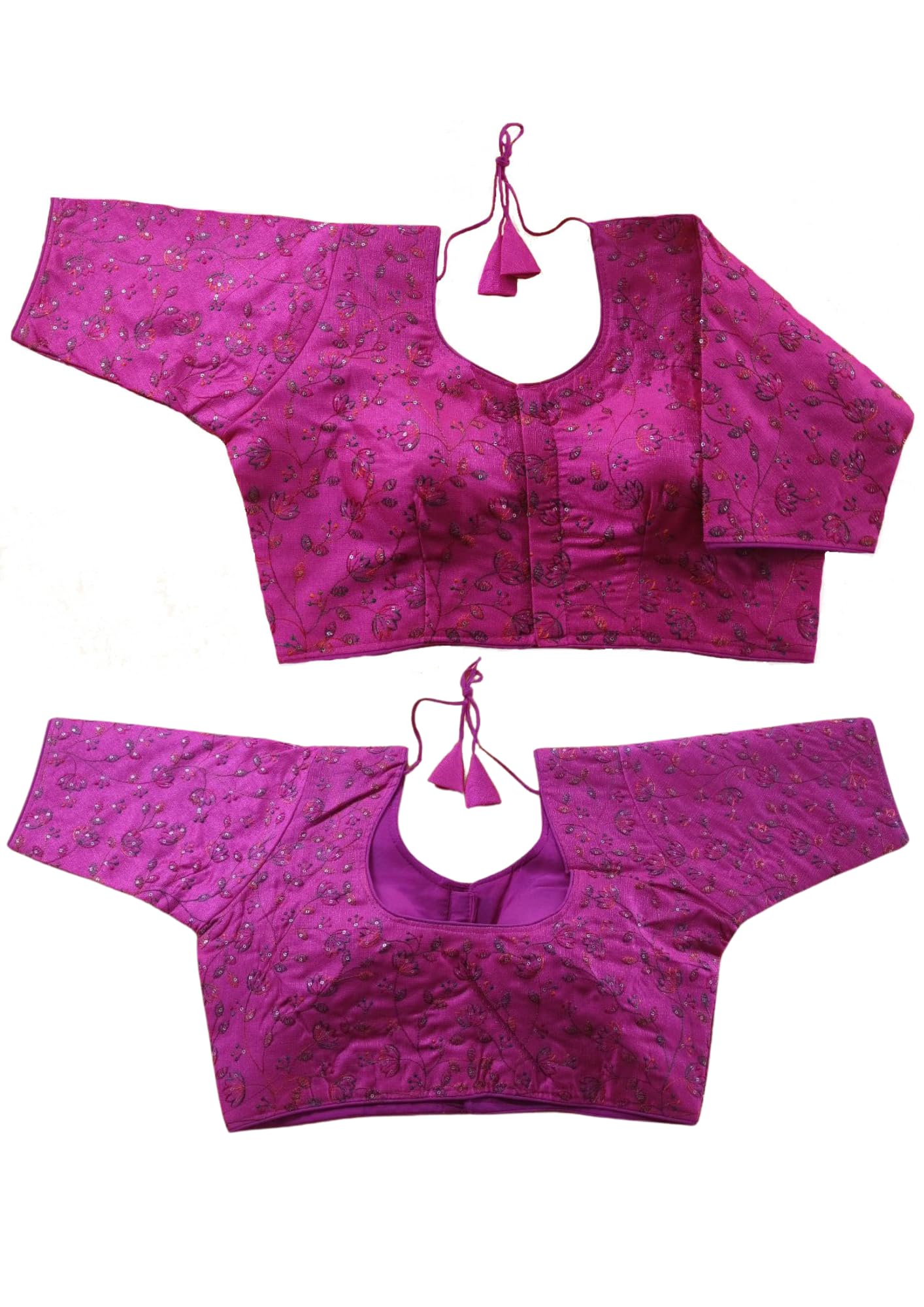 Vihu Fashion WomenS Sequence Multi Embroidered U Neck Half Sleeve Readymade Saree Blouse Indian Ethnic Designer Stitched Women