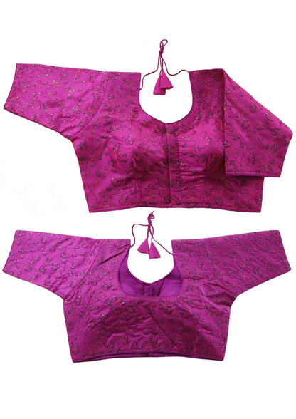 Vihu Fashion WomenS Sequence Multi Embroidered U Neck Half Sleeve Readymade Saree Blouse Indian Ethnic Designer Stitched Women