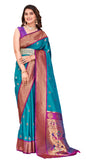 Pujia Mills WomenS Banarasi Golden Zari Woven Saree For Wedding South Indian Ethnic Wear Saree Peshwai Woven Zari Pure Paithani