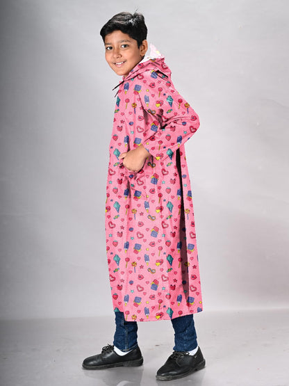 Lux Venus Boys Printed Raincoat With School Bag Cover