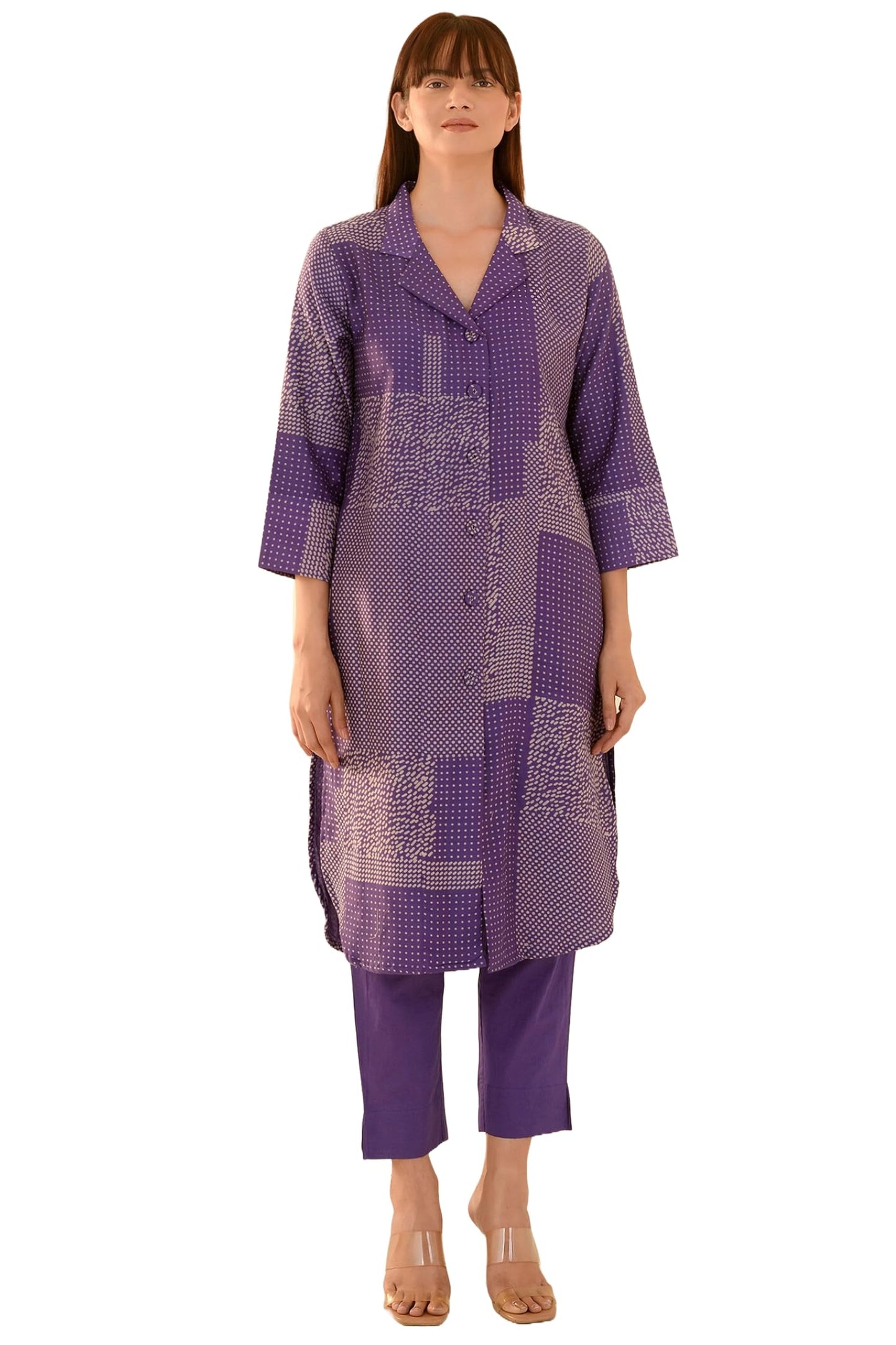 Anni Designer WomenS Cotton Blend Straight Printed Co-Ord Set (Bilddani Voilet-Nw_S_Violet_Small)