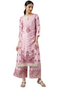 W for Woman Pink Glitter Printed Shantung Kurta