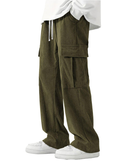 Greciilooks Cargo Joggers For Men  Cotton Loose Fit Utility Pants With 6 Pockets | Durable Outdoor & Hiking Trousers Green