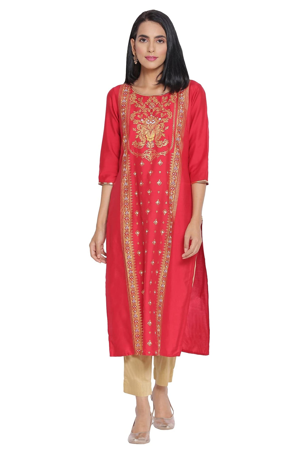 Aurelia Womens Viscose Blend Regular Kurta (21AUA12386-503327_RED_XS)