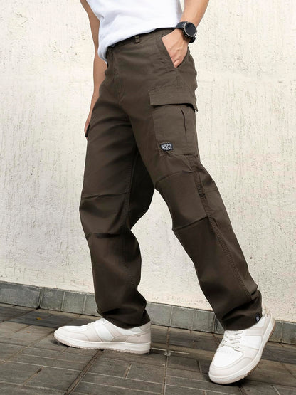 Hubberholme Men Cotton Loose Fit Mid-Rise Trousers |7| Olive
