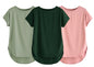 Fabricorn Combo Of Three Plain Bottle Green, Sage Green And Dusty Rose Round Neck Up And Down Cotton Tshirt For Women (Bottle Gr