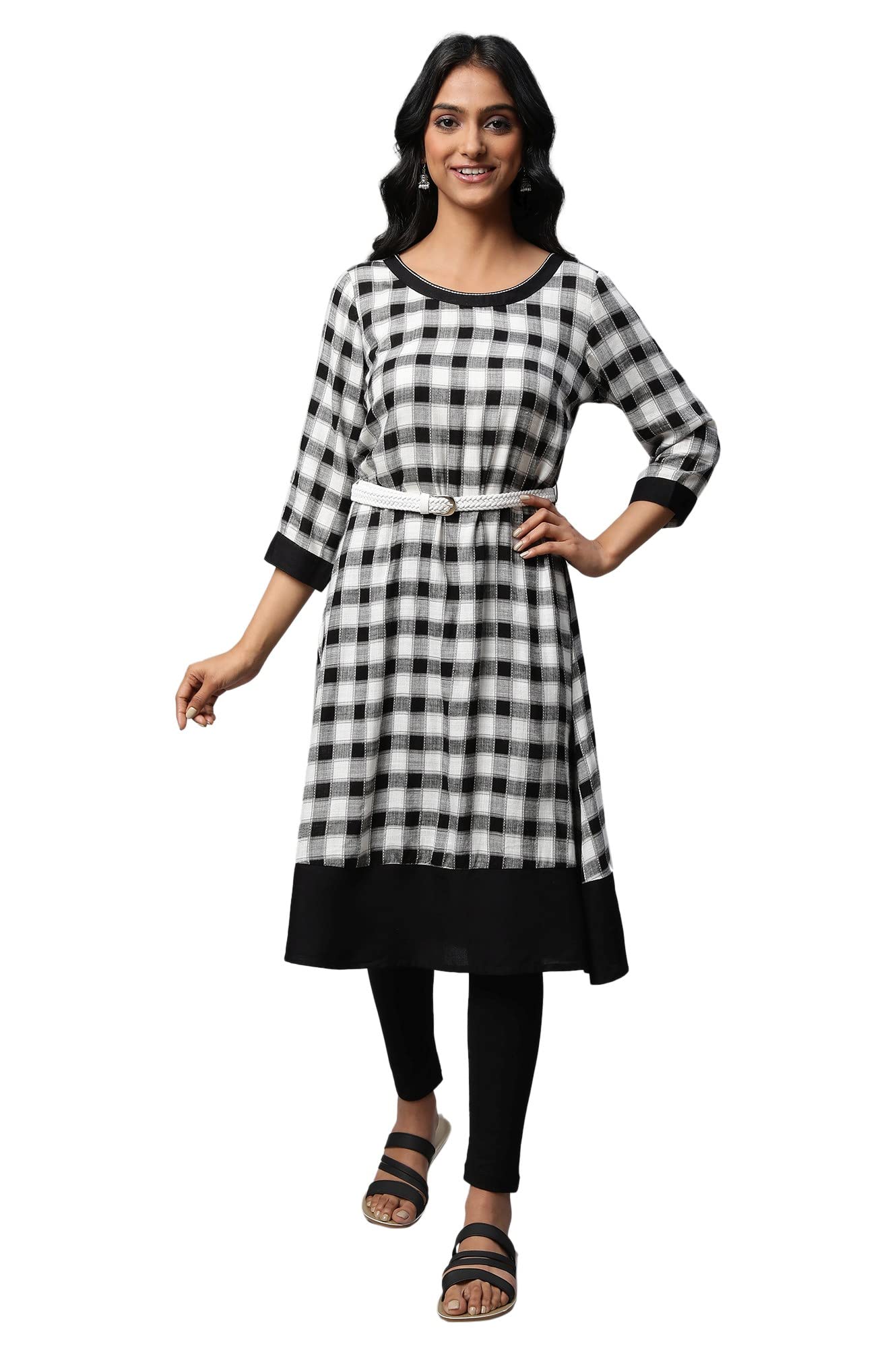 Black Checker Dobby Kurta Set