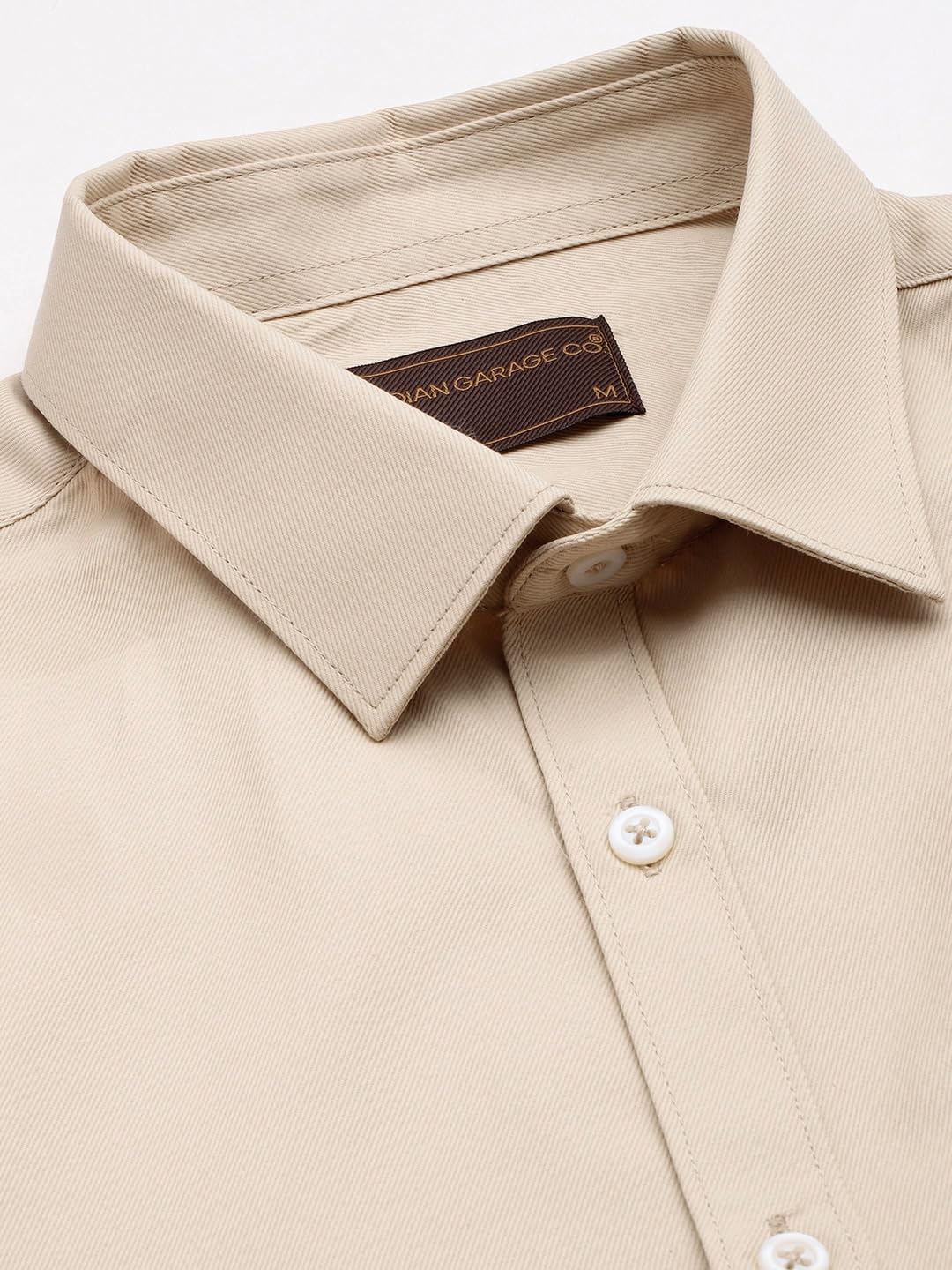 The Indian Garage Co Men Beige Slim Fit Solid Formal Shirt
