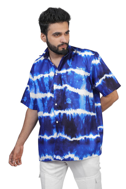 Brown Culture MenS Cotton Blend Abstract Print Shirt With Spread Collared Half Sleeves Standard Length And Button Down Closure