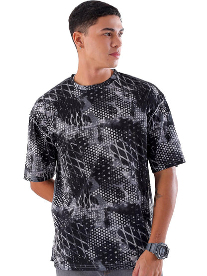 The Indian Garage Co Men Oversized Metaverse Round Neck Tshirt Grey