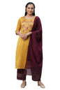Aurelia Women Rayon Kurta Set With Palazzo & Dupatta 23Auas14190-704231-Yellow-L