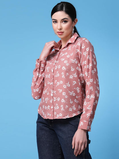 OOMPH! Shirts for Women, Floral Printed, Orange