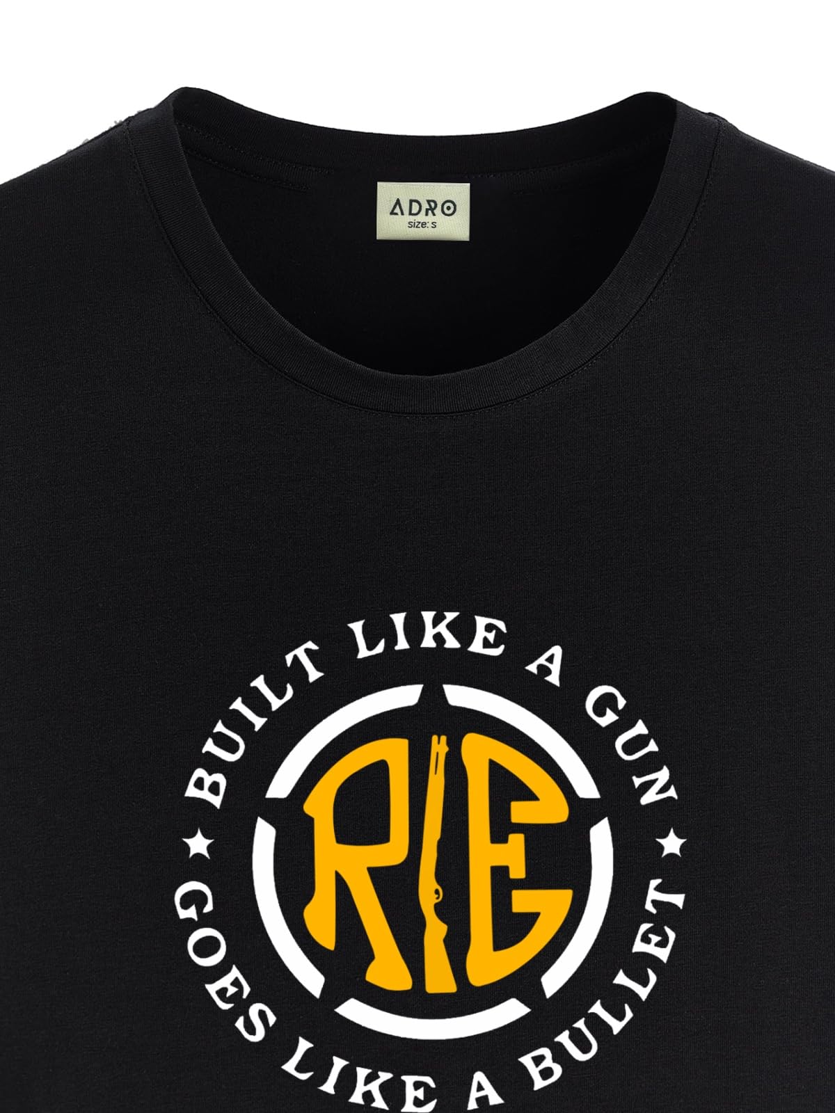 ADRO Men's Solid Regular Fit T-Shirt (RN24-BUL-BL_Black