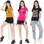 Preneum Womens Cotton Regular Fit Latest Graphic Stylish Printed Short Sleeves Casual T-Shirt || Trends & Stylish (Pack 3), Yel