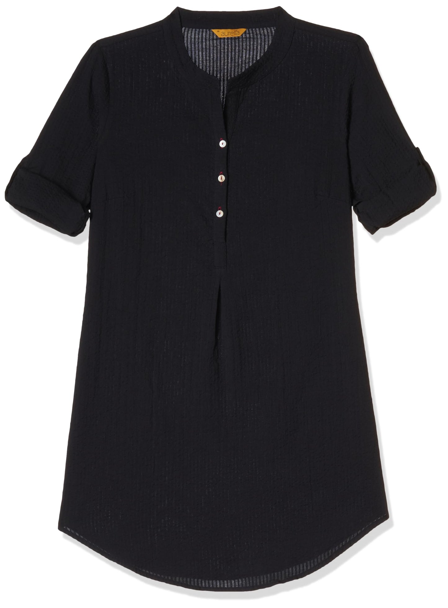 Aurelia WomenS Black Textured Cotton-Rayon Blend Regular Kurti
