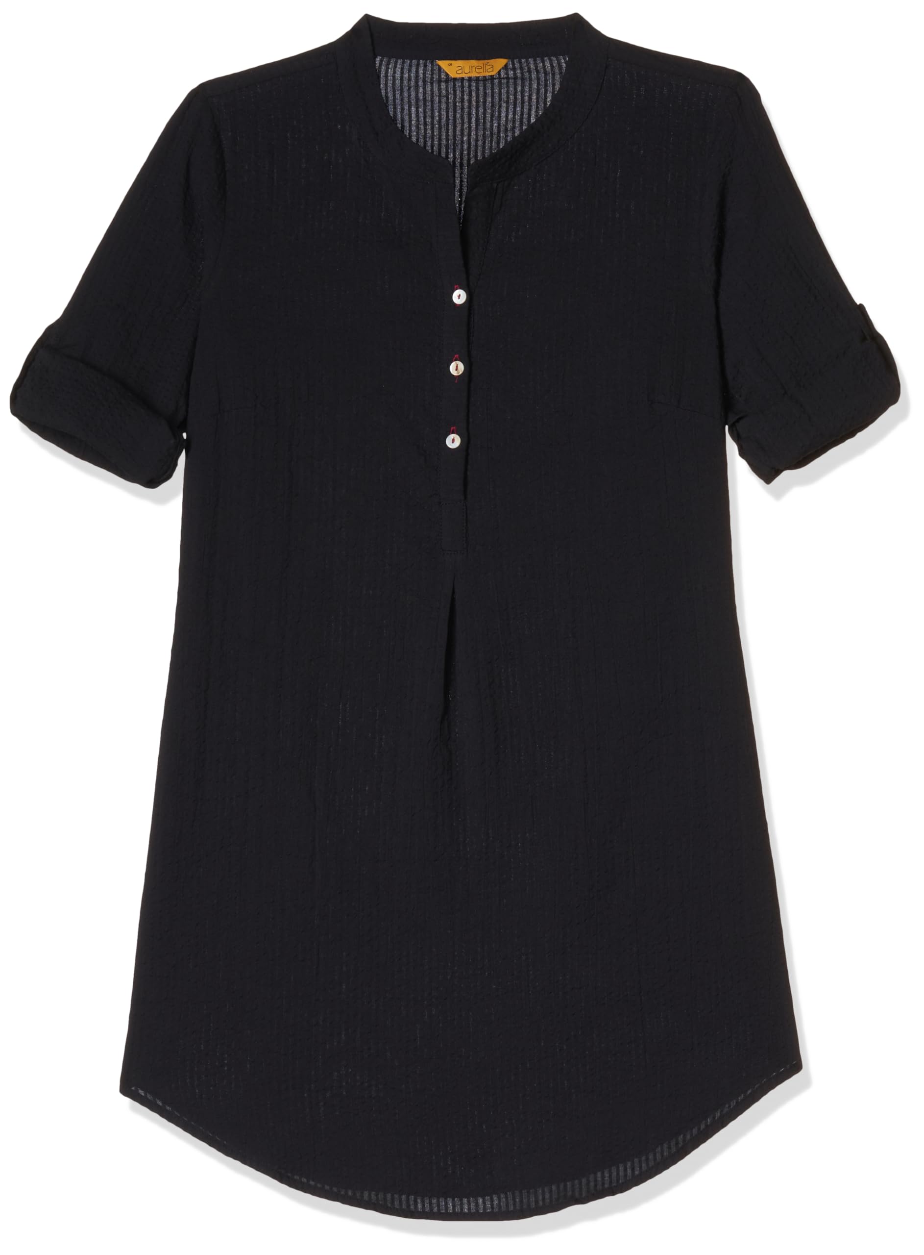 Aurelia WomenS Black Textured Cotton-Rayon Blend Regular Kurti