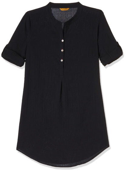 Aurelia WomenS Black Textured Cotton-Rayon Blend Regular Kurti