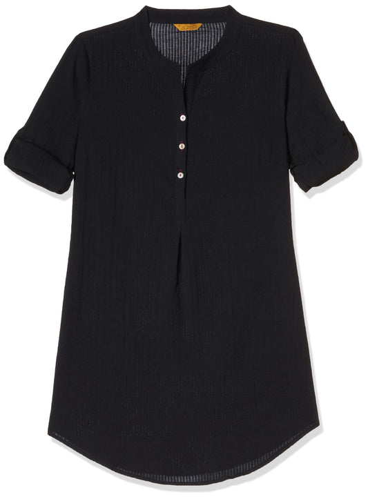 Aurelia WomenS Black Textured Cotton-Rayon Blend Regular Kurti