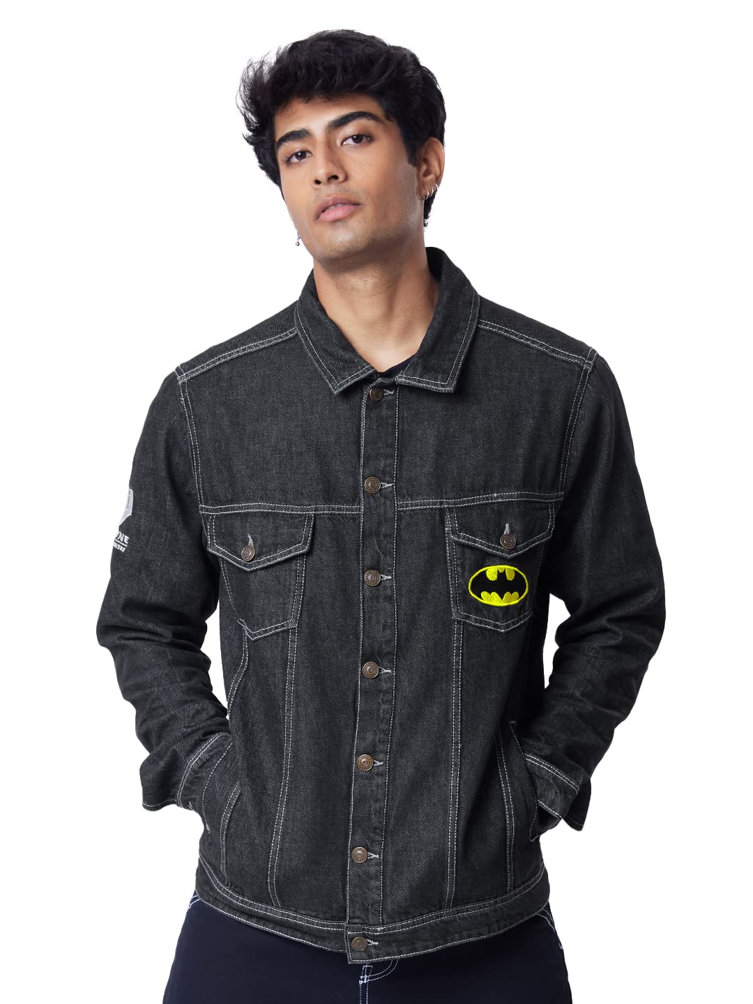 The Souled Store Official Batman: Waynes Bat Cotton Printed Denim Jackets for Men