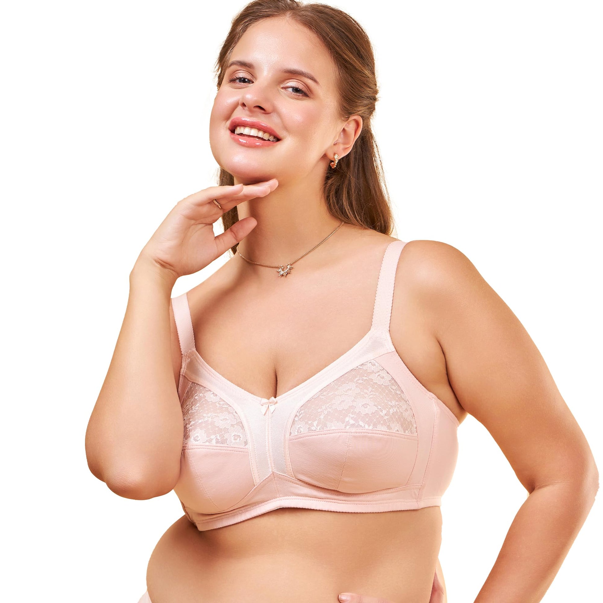 Enamor A014 Super Contouring M-Frame Full Support Bra - Supima Cotton, Non-Padded, Wirefree & Full Coverage Pearl