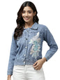 Aarika Girls Cotton Blend Standard Length Denim Jacket (Denim Blue_13 Years-14 Years)
