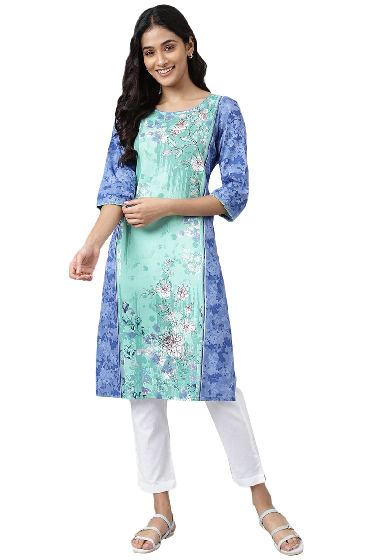 Aurelia Women Deft Rayon Floral Printed Straight Kurta_22Aua13544-504530_M