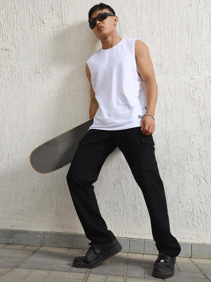 Hubberholme Men Black Smart Casual Summer Cotton Loose Fit Solid Trousers_8