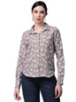 OOMPH! Shirts for Women, Floral Printed, Brown