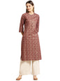 rangita Magenta Cotton Flex Calf Length Printed Straight Kurti for Women | Kurta for Women