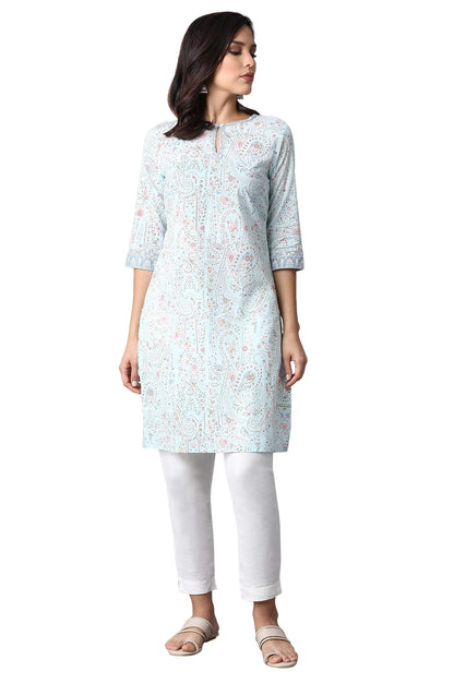 W for Woman Women Cotton Printed Regular Kurta