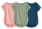 Fabricorn Combo Of Three Plain Sage Green, Dusty Rose And Airforce Blue Round Neck Up And Down Cotton Tshirt For Women (Sage Gre