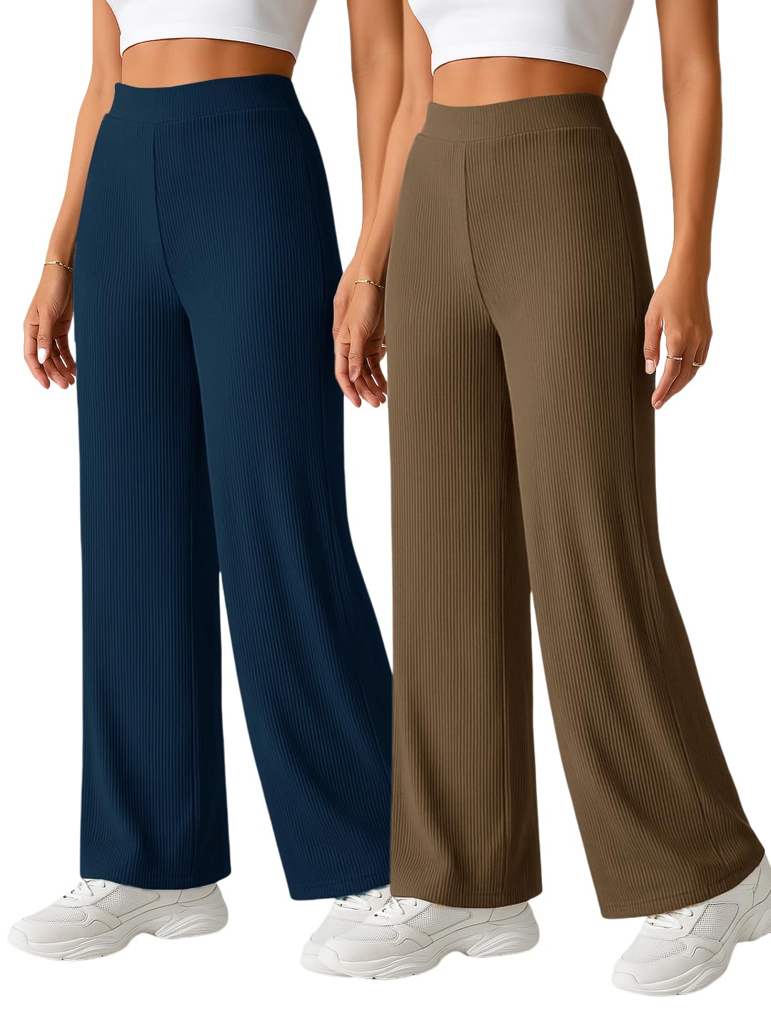 Pinkmint Women High Waist Trousers,Soft & Comfortable Elastic Waist Closure Pants,Casual Wear for Daily & Travel Use (Available 