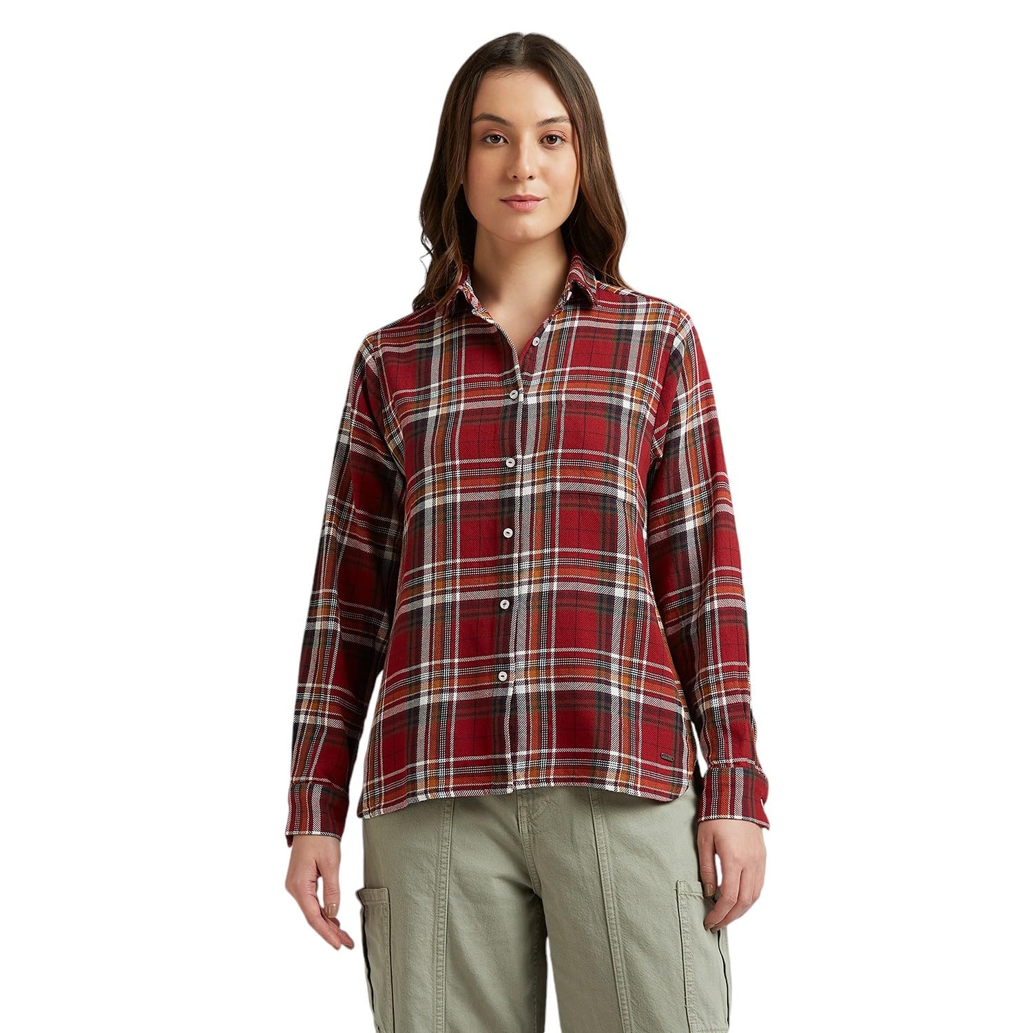 Pepe Jeans Women'S Regular Fit Shirt (Pl305071_Burgundy Red