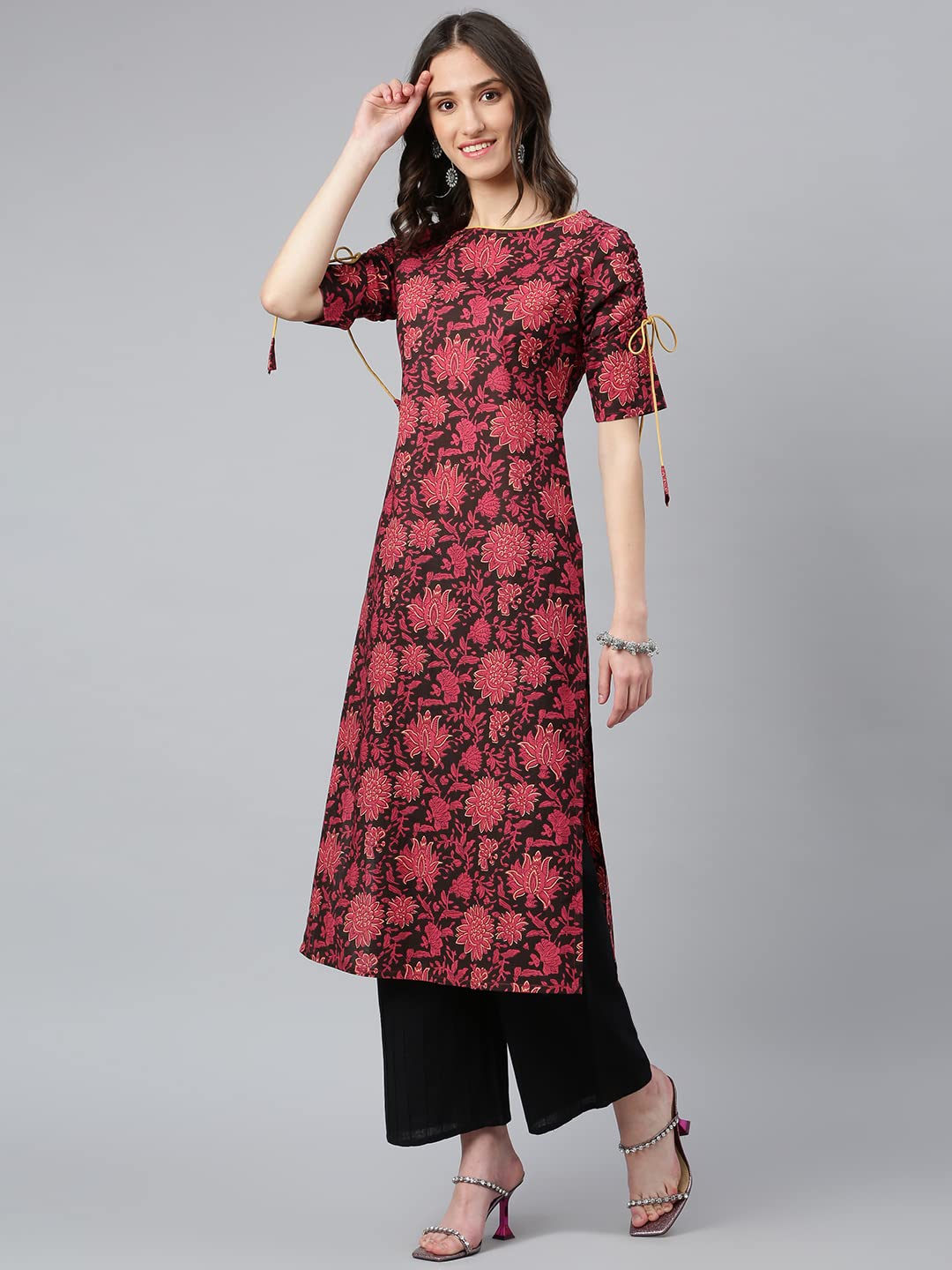 idaLia Black Printed Kurta