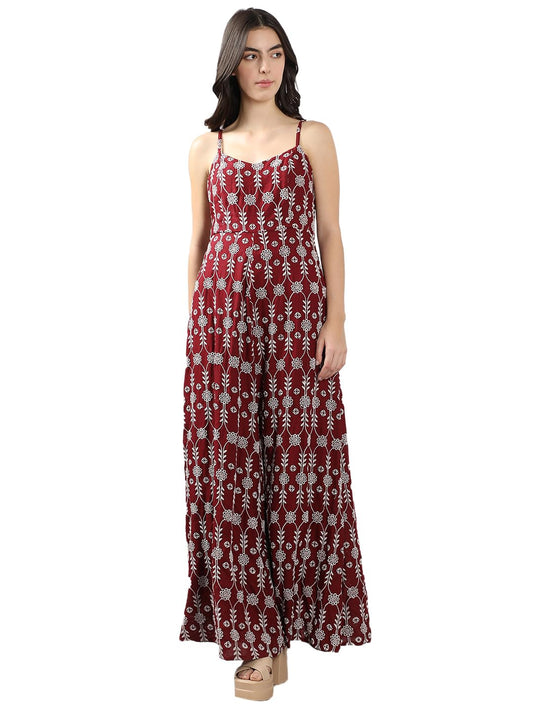 Vero Moda Women Fit And Flare Maroon Dress