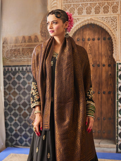 Pashmoda Women Chaman Reversible Fine Pashmina Wool Blend Stole, Shawl, Scarf, Heritage Kashmiri Pahsmina Stole, Evening Wrap (S