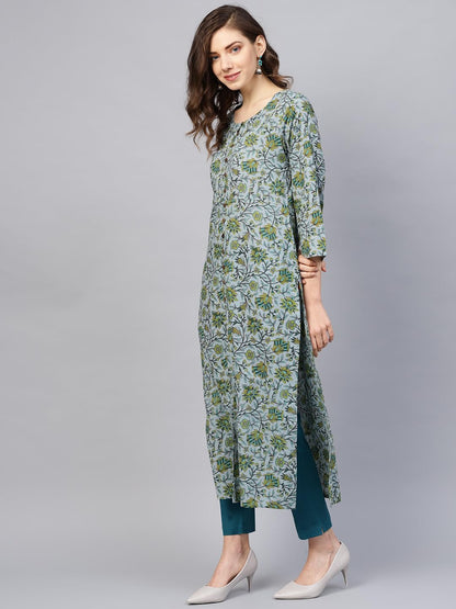Varanga Women's Cotton Solid Straight Kurta