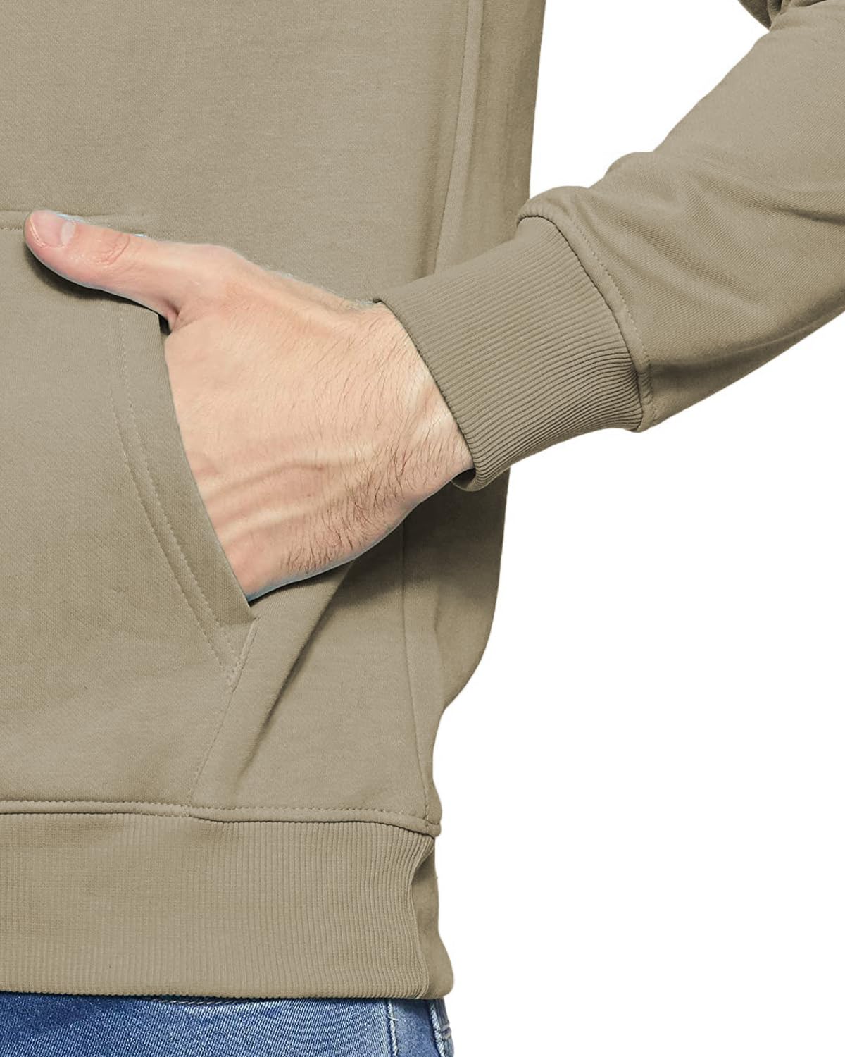 ADRO Men's Cotton Hooded Neck Hoodie (H20-M-BYO-CH_Beige)