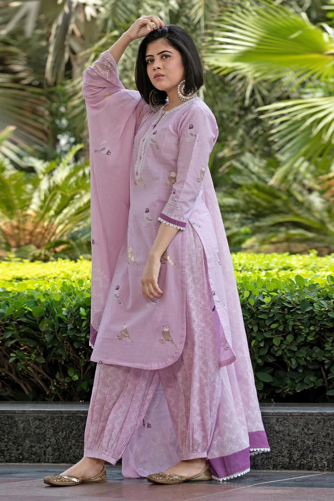Gosriki WomenS Rayon Blend Hand Block Printed Straight Kurta With Pant & Dupatta (Ragsri-Purple-Nw-Gs_S_Purple_Small)