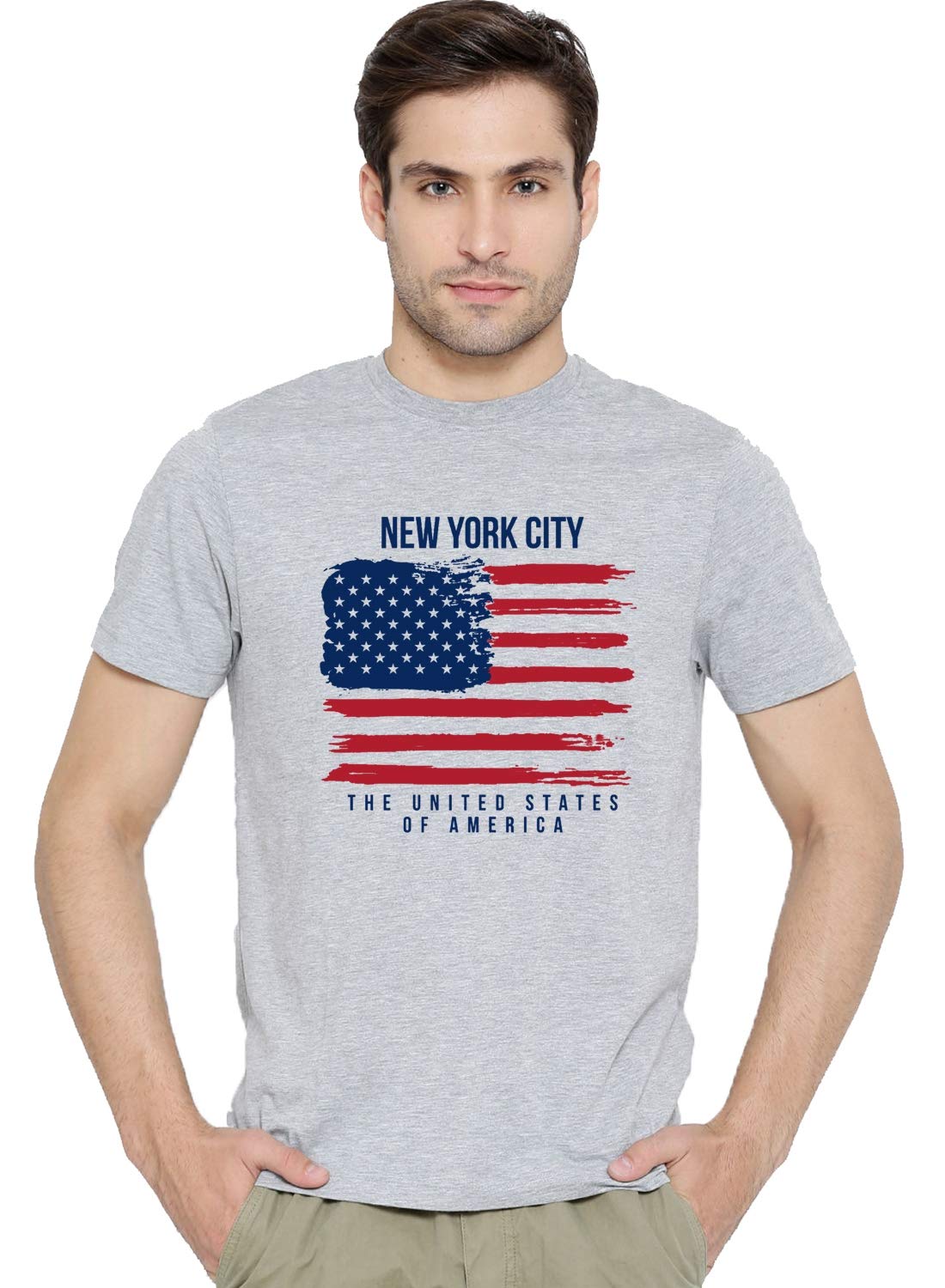 ADRO Men's USA American Flag Printed Cotton T-Shirts (RNR-M-NWW-GR_Grey)