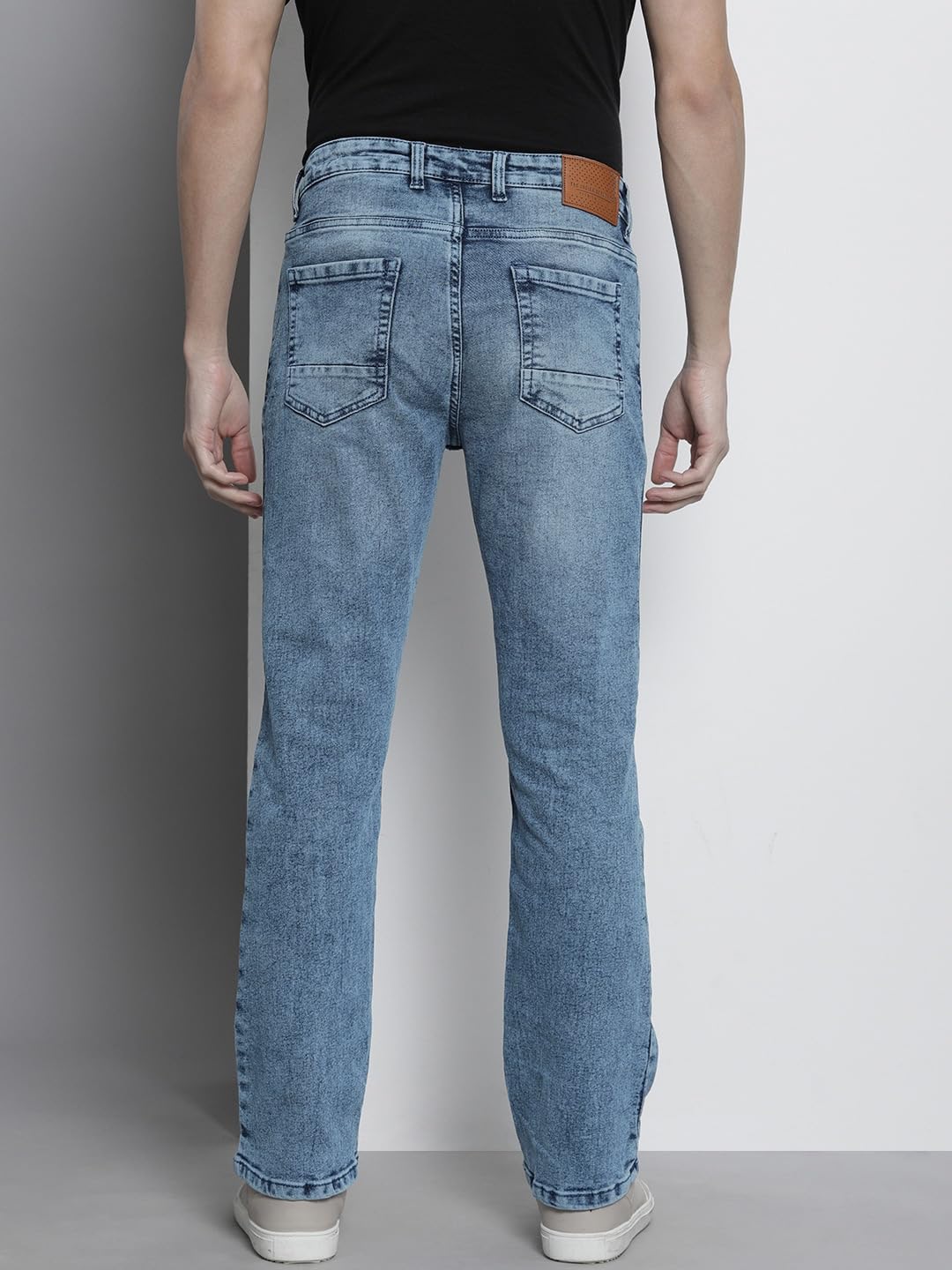 The Indian Garage Co Men Bootcut Solid Mid-Rise Stretchable Jeans Light Blue