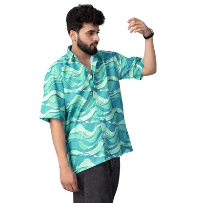 Brown Culture MenS Cotton Blend Abstract Print Shirt With Spread Collared Half Sleeves Standard Length And Button Down Closure