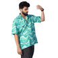 Brown Culture MenS Cotton Blend Abstract Print Shirt With Spread Collared Half Sleeves Standard Length And Button Down Closure