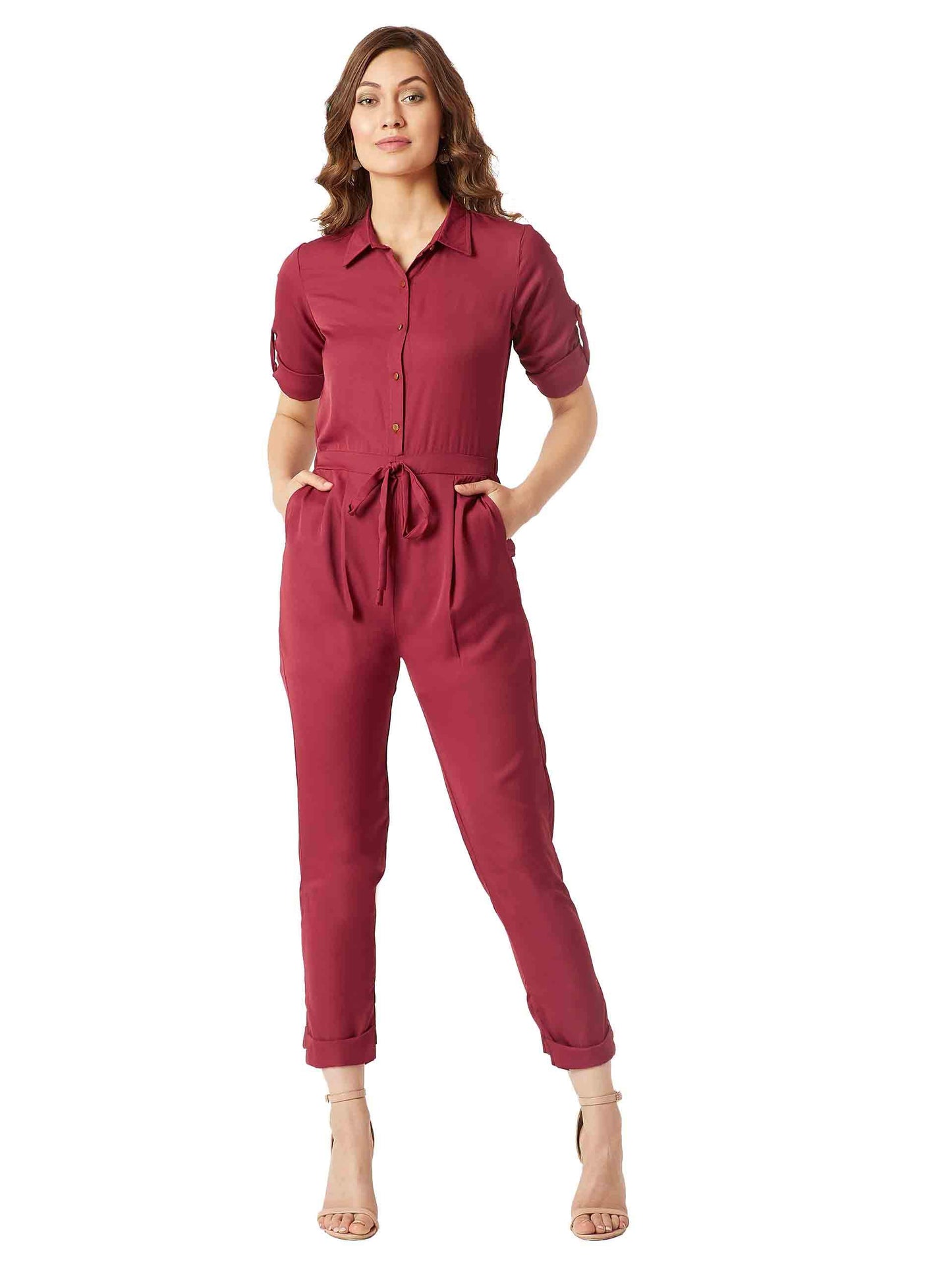 Miss Chase WomenS Crepe Jumpsuit(Mcaw18D12-09-143-06,Maroon,X-Large)