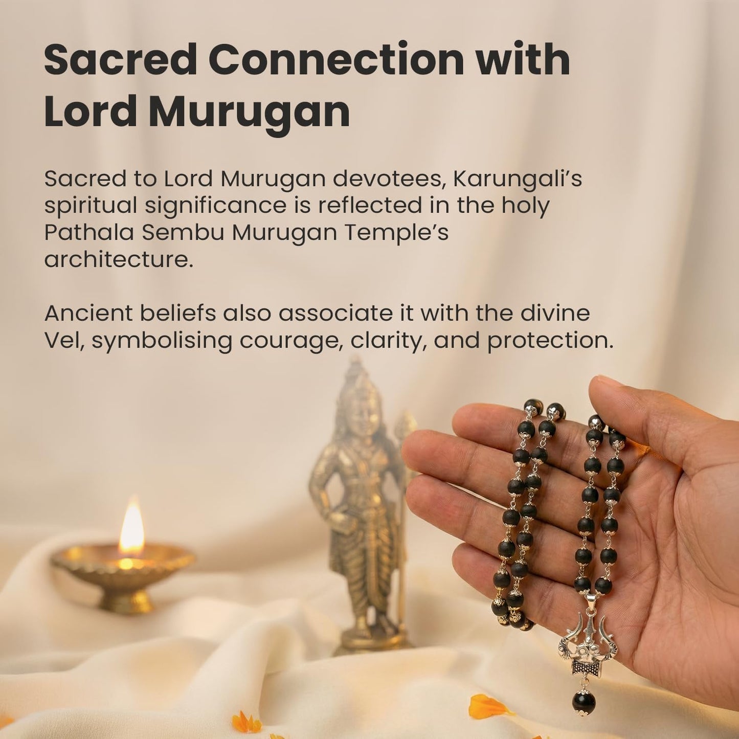 Astrotalk Karungali Malai with Om Shiv Trishul Pendant | Karungali Mala Original 54 Beads | Blessings of Lord Shiva & Murugan | Divine Mala for Protection, Peace & Strength | Gift for Man & Woman