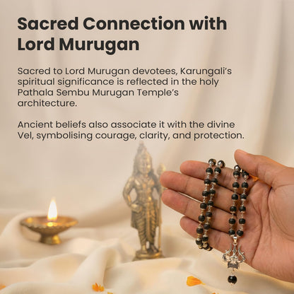 Astrotalk Karungali Malai with Om Shiv Trishul Pendant | Karungali Mala Original 54 Beads | Blessings of Lord Shiva & Murugan | Divine Mala for Protection, Peace & Strength | Gift for Man & Woman