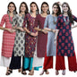 Tee Projekt Crepe Verstaile Straight Printed Kurti For WomenS Ll Casual Wear Kurti (Pack Of 6)