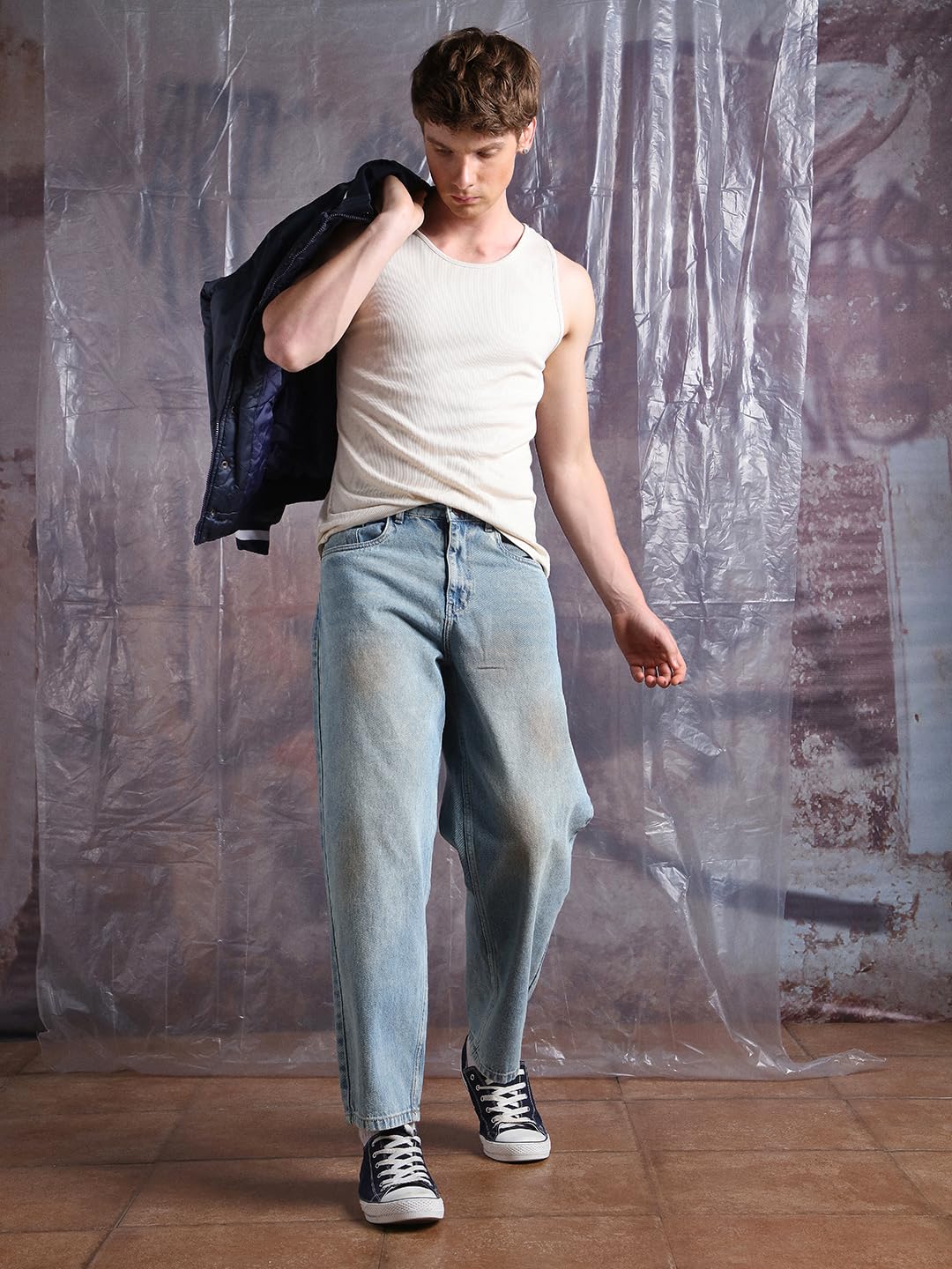 Hubberholme Men Cotton Washed Baggy Mid-Rise Jeans 20