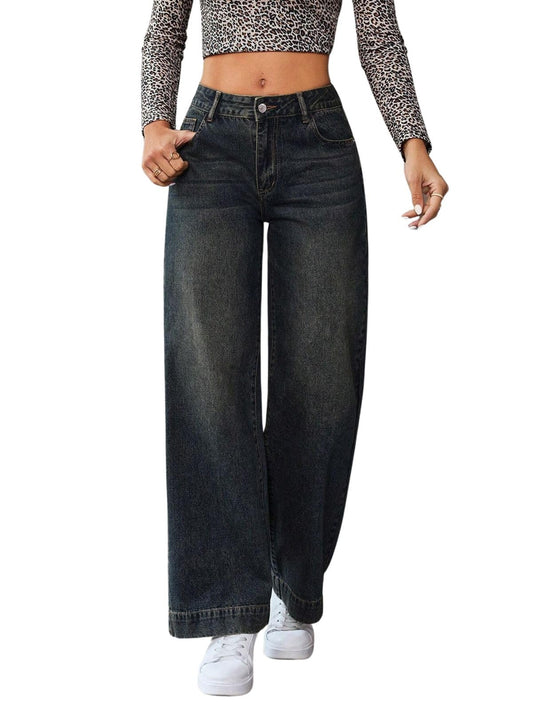 Greciilooks High Waist Jeans For Women  Wide Leg Straight Fit Denim | Baggy Cargo Style Casual Pants For Girls & Daily College W